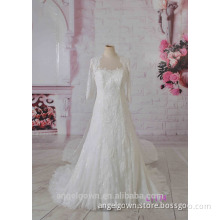 2016 guangzhou luxury heavy beaded lace A-line wedding dresses with detachable long jacket